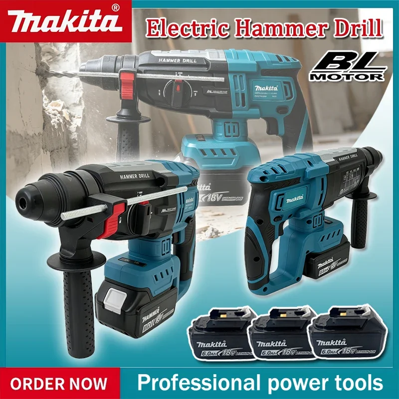 Brushless Cordless Electric Drill 18V - Бесщеточный электрический перфоратор Makita 28 мм,